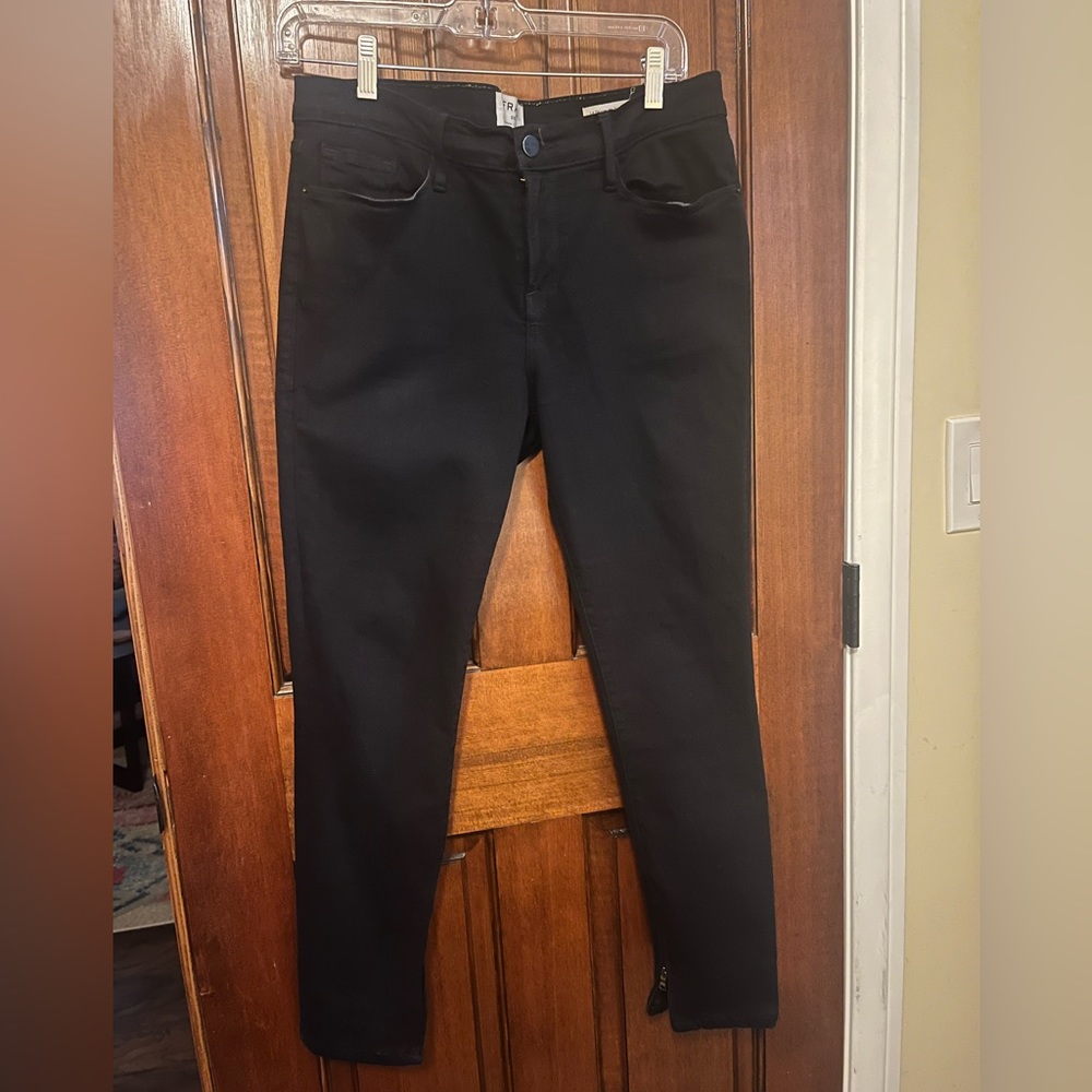 FRAME DENIM Le Skinny de Jeanne in Black Noir Sz 32
